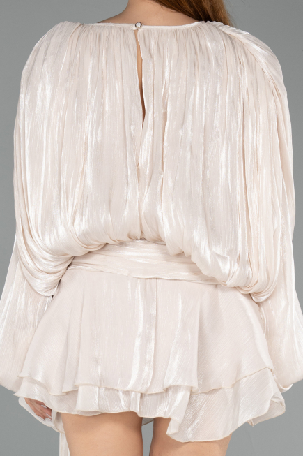 Mini Beige Chiffon Party Dress ABK2499