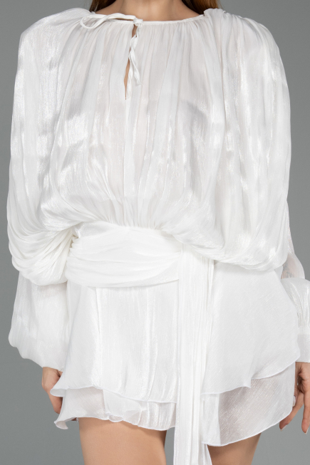 Mini White Chiffon Party Dress ABK2499