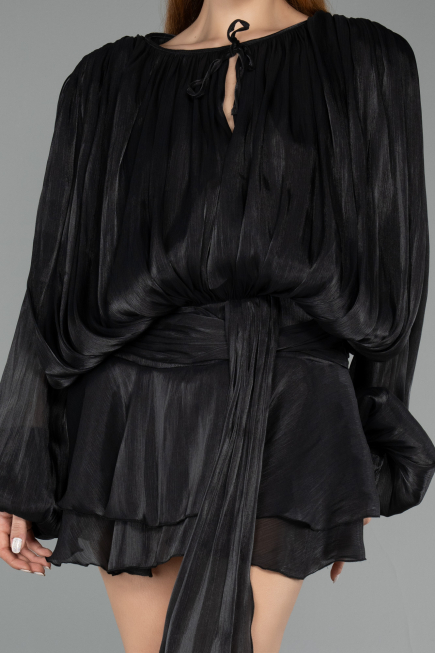 Mini Black Chiffon Party Dress ABK2499