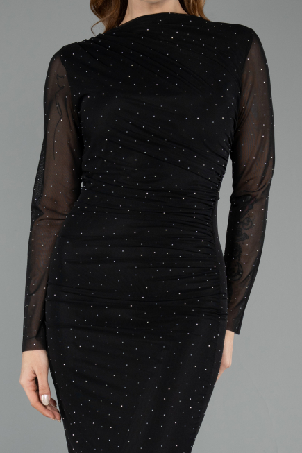 Midi Black Stony Cocktail Dress ABK2492