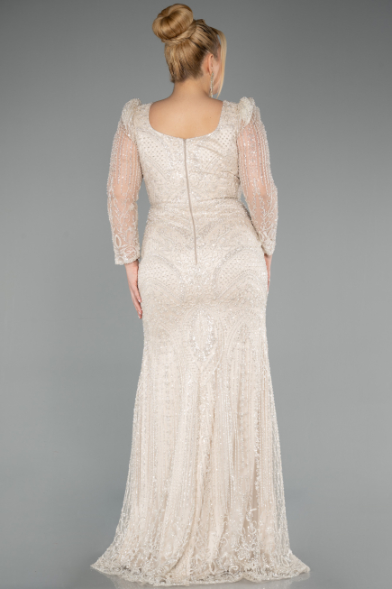 Long Beige Beaded Evening Dress ABU5387