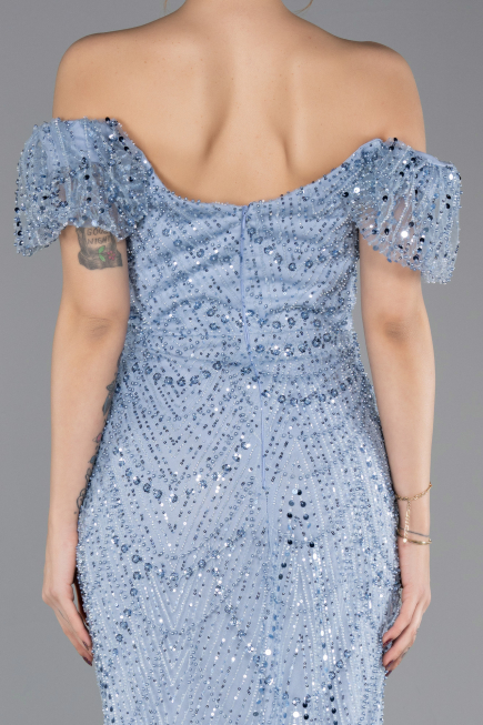 Long Indigo Beaded Evening Dress ABU5547