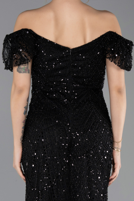 Long Black Beaded Evening Dress ABU5547