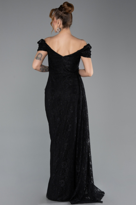 Long Black Laced Evening Dress ABU5553
