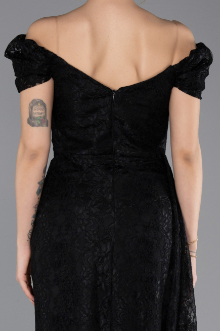 Long Black Laced Evening Dress ABU5553