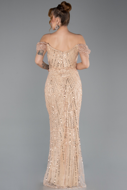 Long Gold Beaded Evening Dress ABU5557