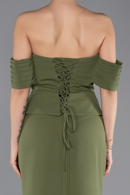Long Olive Drab Evening Dress ABU5559