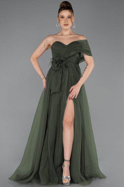 Long Olive Drab Evening Dress ABU5528