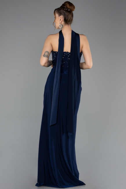 Long Navy Blue Prom Gown ABU5564