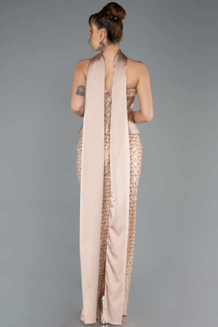 Long Gold Beaded Evening Dress ABU5556