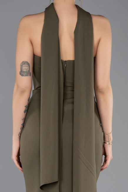 Long Olive Drab Mermaid Evening Gown ABU5566