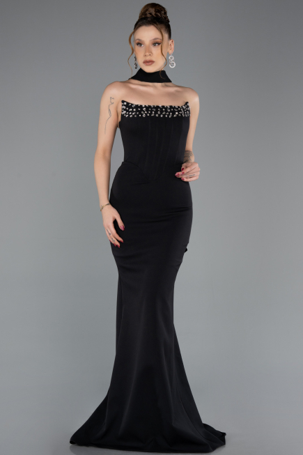 Long Black Mermaid Evening Gown ABU5566
