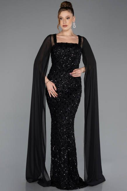 Long Black Scaly Evening Dress ABU5589