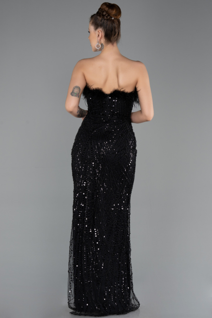 Long Black Beaded Evening Dress ABU5590