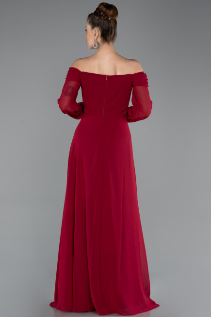 Long Burgundy Chiffon Evening Dress ABU5591