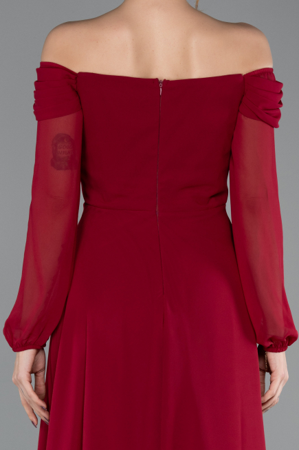 Long Burgundy Chiffon Evening Dress ABU5591