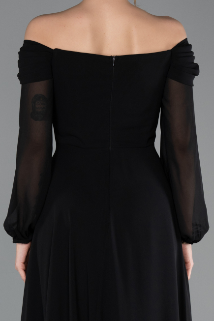 Long Black Chiffon Evening Dress ABU5591