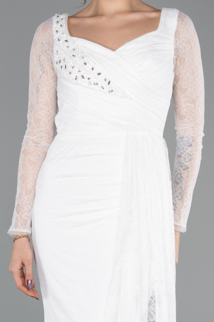 Long White Dantelle Evening Dress ABU5588
