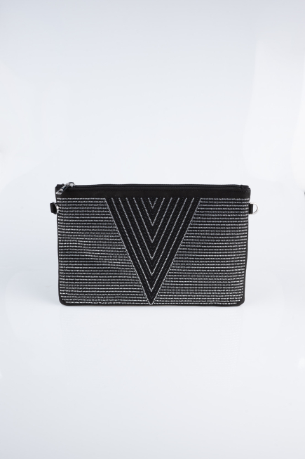 Black-Silver Suede Evening Bag KC414