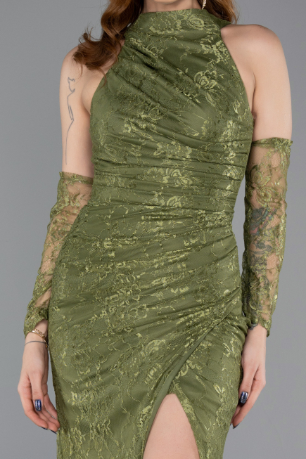 Long Olive Drab Dantelle Mermaid Prom Dress ABU5598