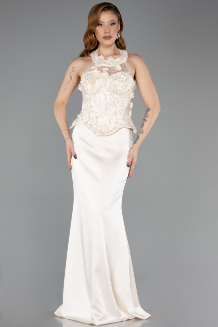 Long Gold Satin Evening Dress ABU5601