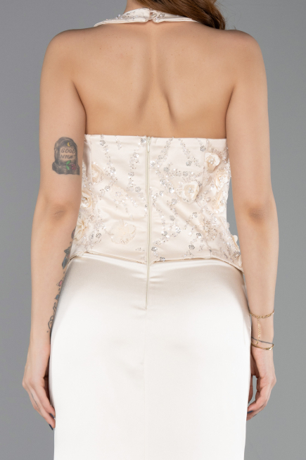 Long Gold Satin Evening Dress ABU5601