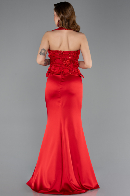 Long Red Satin Evening Dress ABU5601