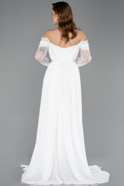 Long White Chiffon Evening Dress ABU5602