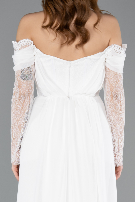 Long White Chiffon Evening Dress ABU5602