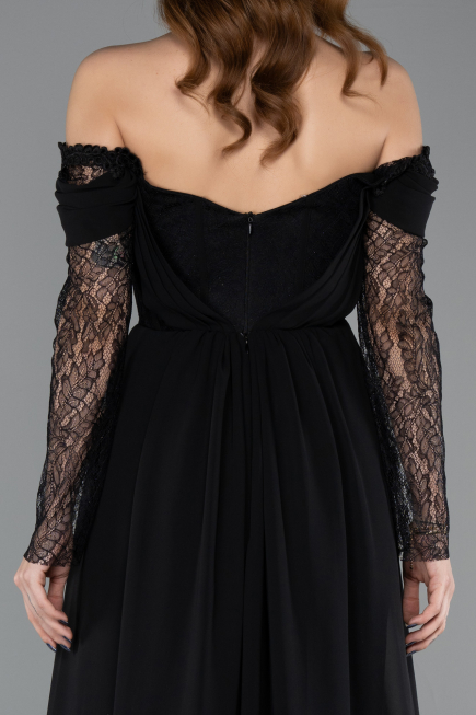 Long Black Chiffon Evening Dress ABU5602