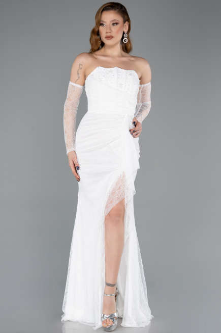 Long White Dantelle Evening Dress ABU5603