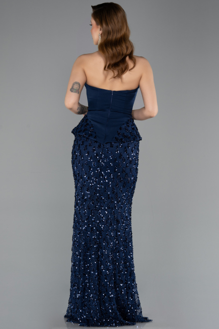 Long Navy Blue Dantelle Mermaid Prom Dress ABU5612