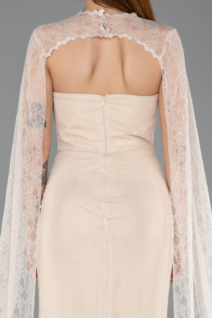 Long Beige Dantelle Evening Dress ABU5614