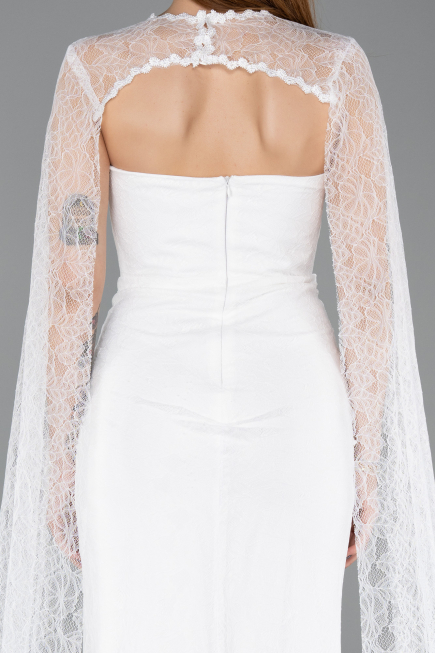 Long White Dantelle Evening Dress ABU5614