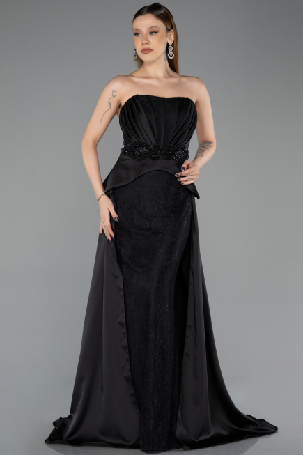 Long Black Dantelle Evening Dress ABU5615