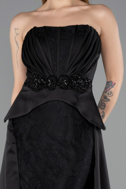 Long Black Dantelle Evening Dress ABU5615
