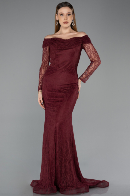 Long Burgundy Dantelle Evening Dress ABU5617