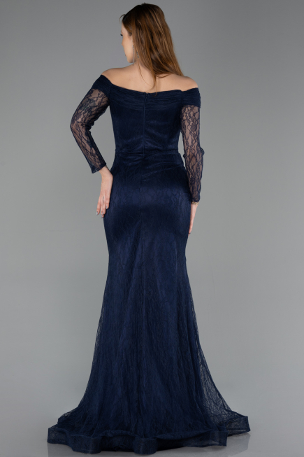 Long Navy Blue Dantelle Evening Dress ABU5617