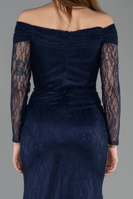 Long Navy Blue Dantelle Evening Dress ABU5617
