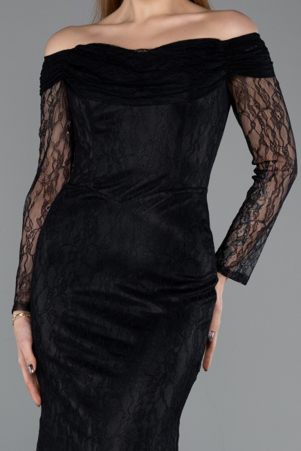 Long Black Dantelle Evening Dress ABU5617