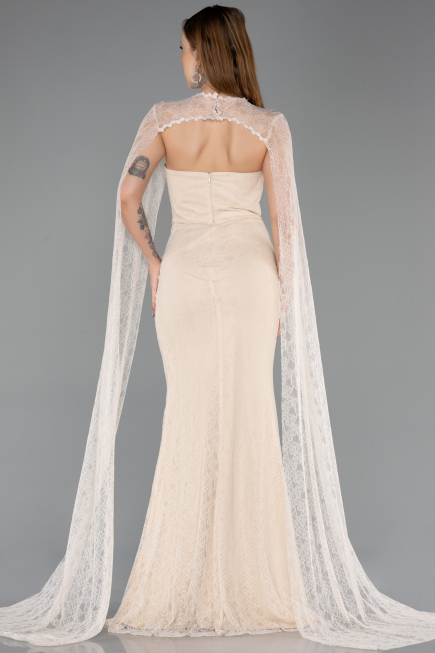 Long Beige Dantelle Evening Dress ABU5614
