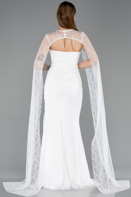 Long White Dantelle Evening Dress ABU5614
