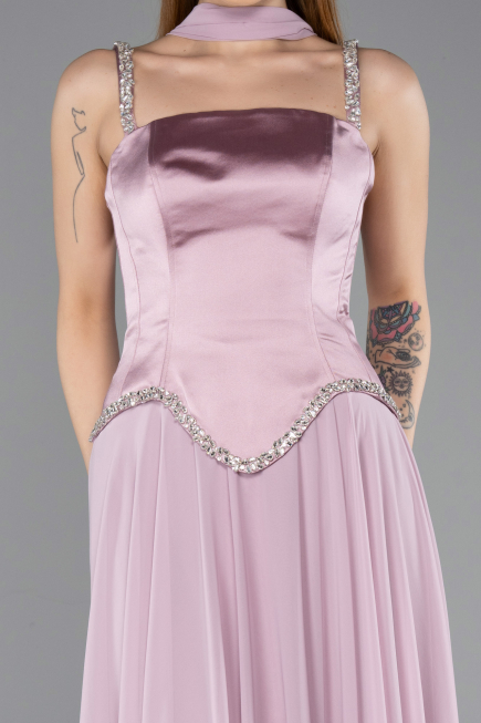 Long Powder Color Chiffon Evening Dress ABU5619