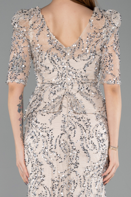 Long Beige Scaly Evening Dress ABU5621