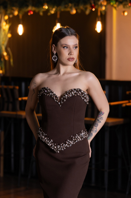 Long Brown Evening Dress ABU5610