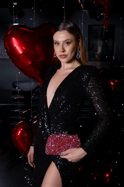 Midi Black Party Dress ABK2479