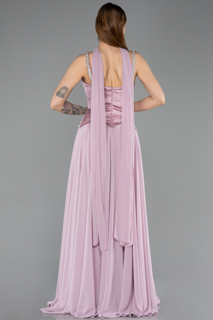 Long Powder Color Chiffon Evening Dress ABU5619