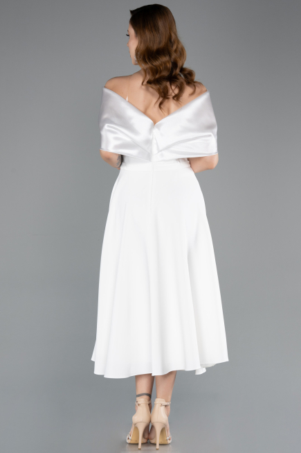 Midi White Party Dress ABK2523