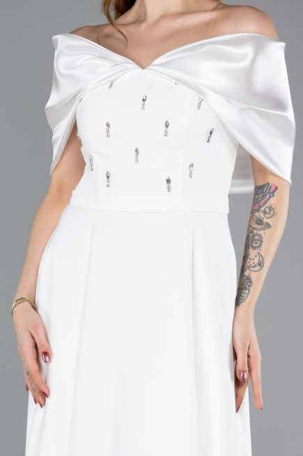 Midi White Party Dress ABK2523