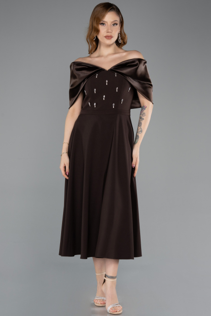 Midi Brown Party Dress ABK2523